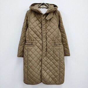 45R /45Rpm Nylon Quilted Long Hoodie Quilted Coat Beige 4-0130T 4-0130